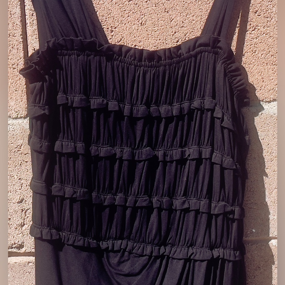 NWT Anthropologie Leifnotes Black Asymmetric Mini Dress Shirred Bodice Women’s M - Picture 4 of 5